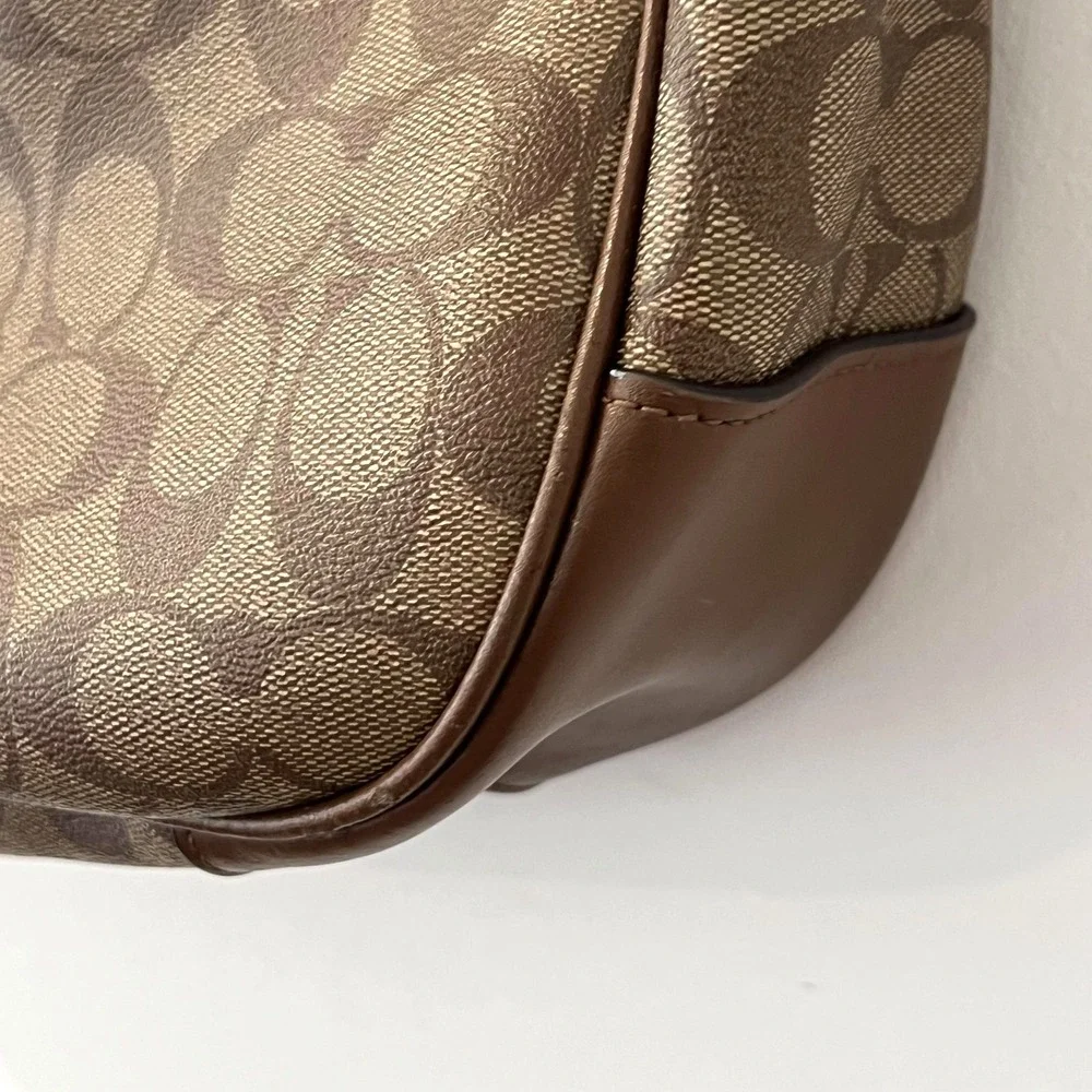 Coach Signature Zip Shoulder Bag Brown Coated Canvas Leather Trim  F29209 - Picture 12 of 16